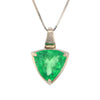 Trilliant Cut Natural Columbian Emerald in 14K Solid Gold Pendant Necklace
