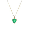 Trilliant Cut Natural Columbian Emerald in 14K Solid Gold Pendant Necklace