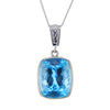 Emerald Cut Blue Topaz Crystal Pendant Necklace