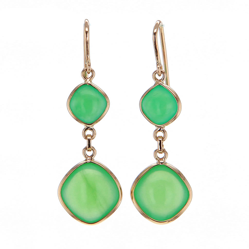 Aqua Chalcedony Earrings in 18K Solid Gold