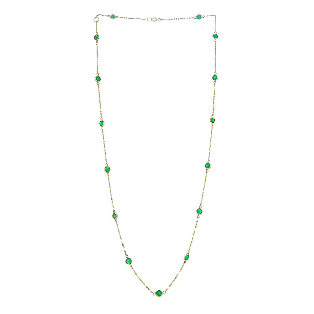 Natural Emerald Necklace 18K Solid Gold