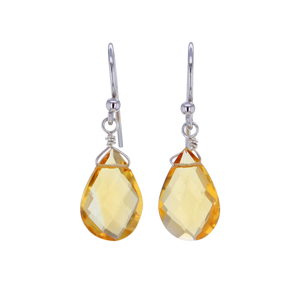 Faceted Citrine Crystal Teardrop Earrings