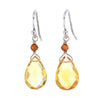 Faceted Citrine & Carnelian Crystal Teardrop Earrings