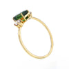 Brilliant Faceted Baguette Emerald & Diamonds Ring 18K Gold Size 7