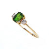 Brilliant Faceted Baguette Emerald & Diamonds Ring 18K Gold Size 7