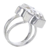 Duality Organic Faceted Herkimer Diamonds Sterling Silver Ring Size 5.5