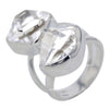 Duality Organic Faceted Herkimer Diamonds Sterling Silver Ring Size 5.5