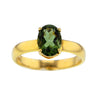 Venera Brilliant Faceted Moldavite Ring in Solid 14K Gold