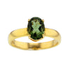 Venera Brilliant Faceted Moldavite Ring in Solid 14K Gold