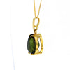 Teardrop Moldavite Pendant Necklace in 14K Solid Gold