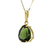 Teardrop Moldavite Pendant Necklace in 14K Solid Gold
