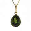 Teardrop Moldavite Pendant Necklace in 14K Solid Gold