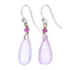Faceted Chandelier Cut Rose Quartz & Ruby Crystal Earrings