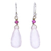 Faceted Chandelier Cut Rose Quartz & Ruby Crystal Earrings