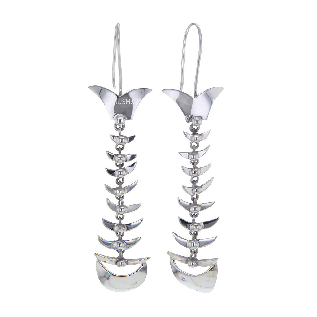 Fishbone Sterling Silver Earrings