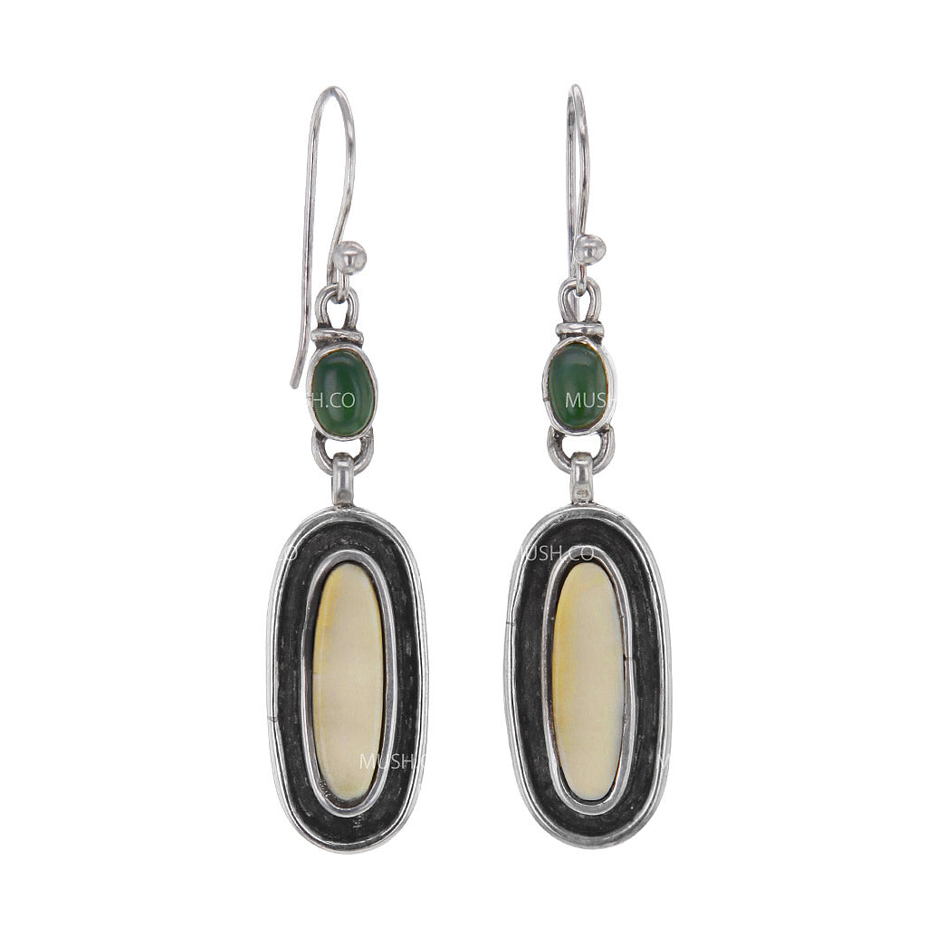 Ancient Fossil Artifact and Alaskan Jade Earrings