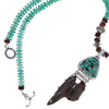 Ancient Harpoon Artifact Fossil Necklace with Green Turquoise Centerpiece