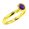 14K Gold Plated Sterling Silver Ring with Round Amethyst Crystal Size 7