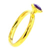 14K Gold Plated Sterling Silver Ring with Round Amethyst Crystal Size 7
