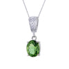 Oval Cut Green Fluorite & Sterling Silver Pendant Necklace