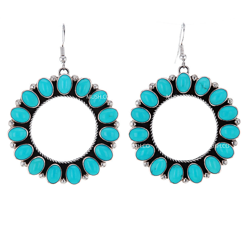 Sleeping Beauty Turquoise Navajo Artisan Earrings