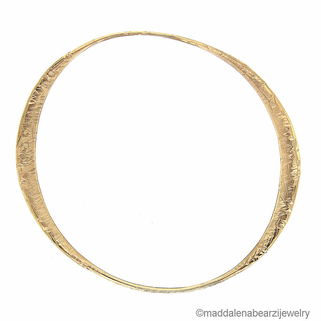 One of a Kind Italian Designer Bangle Bracelet from Hammered 14K Solid Gold