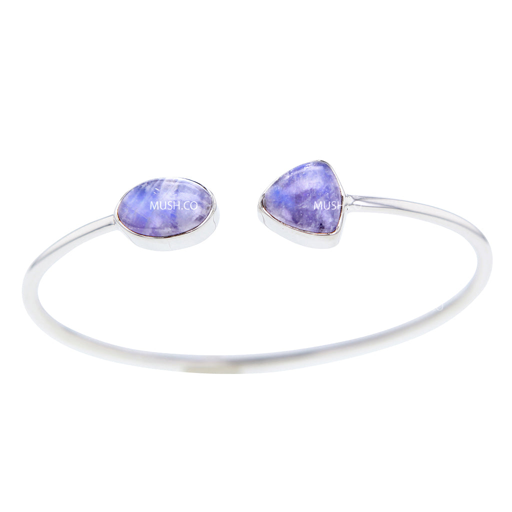 Purple Rainbow Moonstone Sterling Silver Bracelet