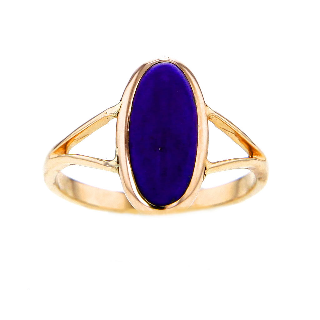 Lapis Lazuli Cabochon Ring in 14K Gold Size 7