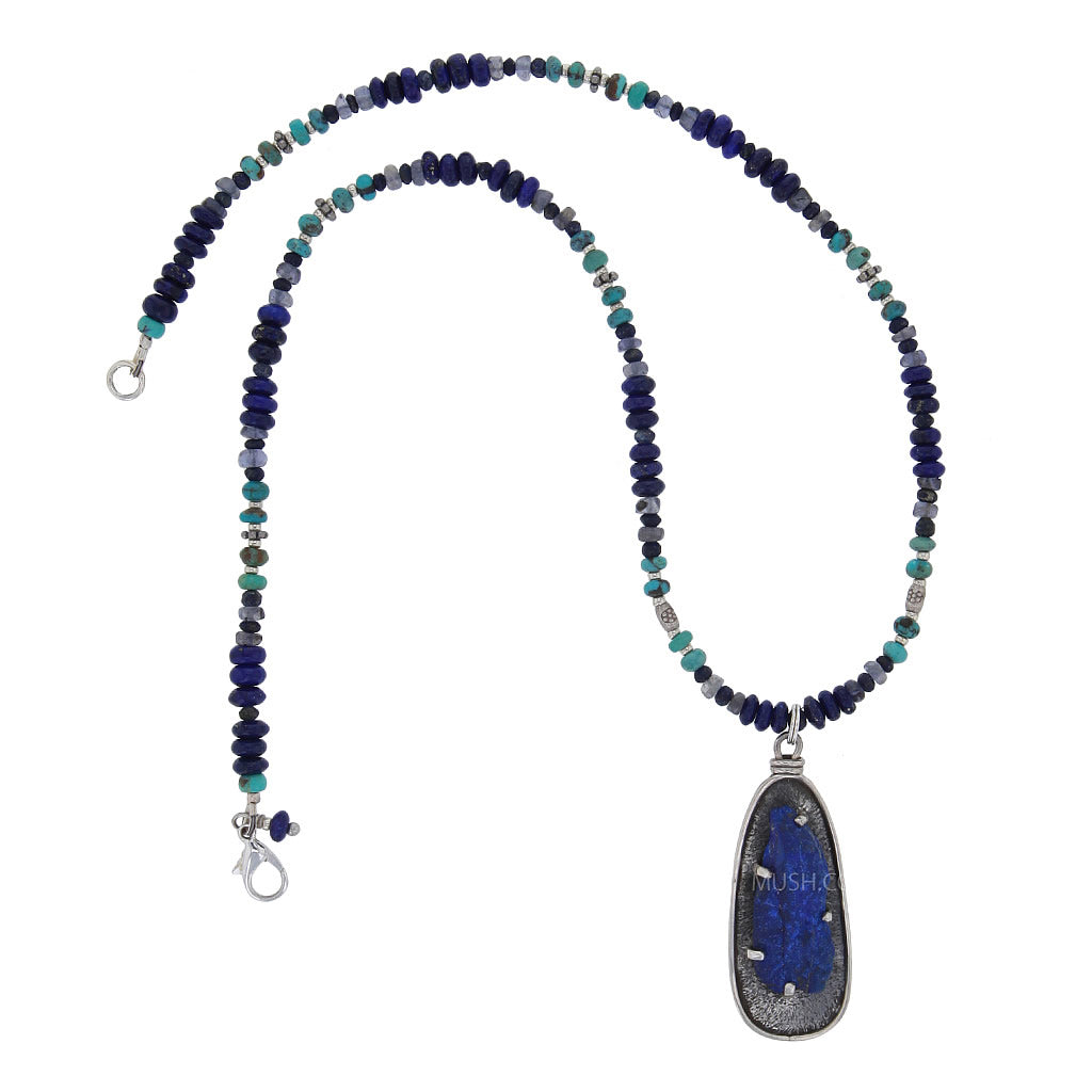 Raw Lapis Lazuli Stone & Turquoise Designer Necklace