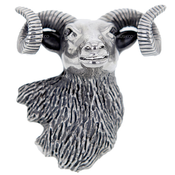 Massive Bighorn Ram's Head Sterling Silver Adjustable Ring