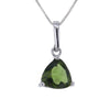 Trilliant Moldavite Pendant Necklace in Sterling Silver