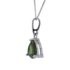 Trilliant Moldavite Pendant Necklace in Sterling Silver