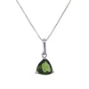 Trilliant Moldavite Pendant Necklace in Sterling Silver
