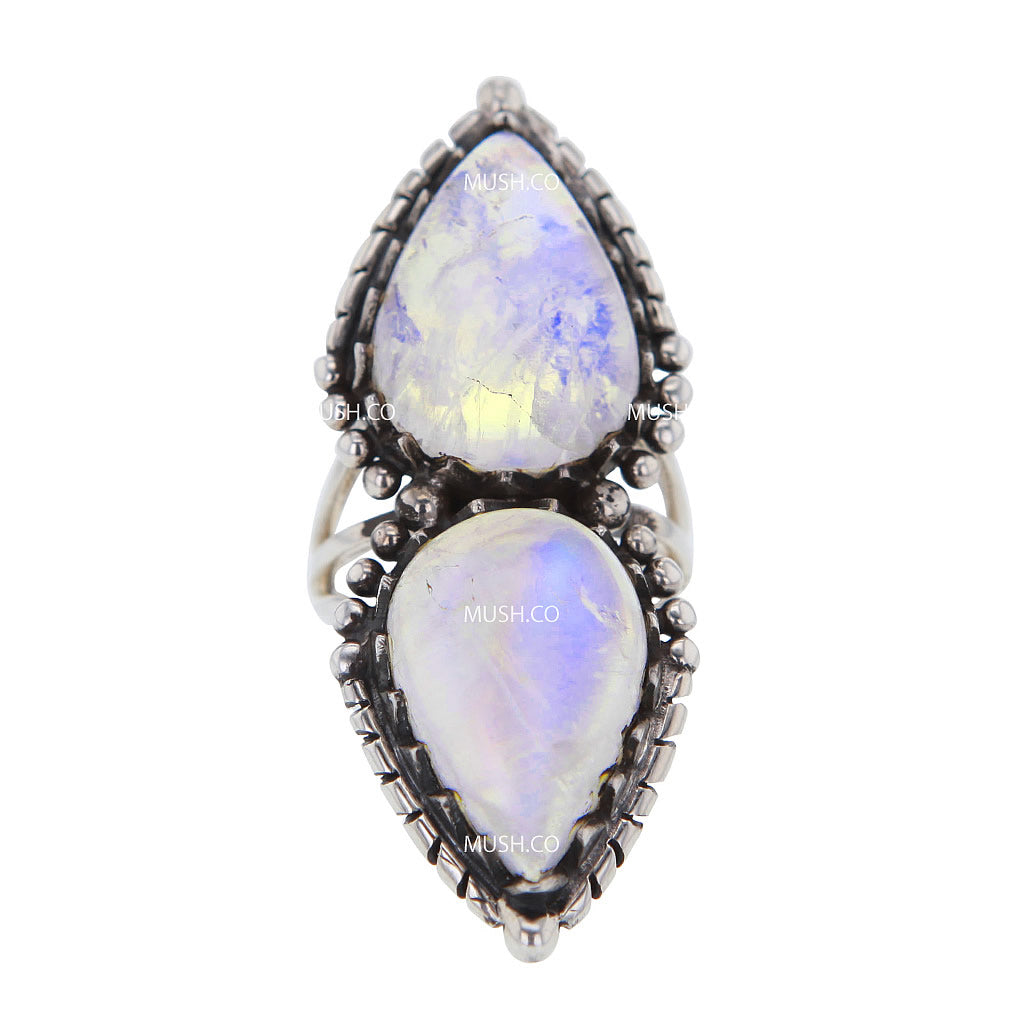 Butterfly Moonstone Sterling Silver Ring Size 7.5