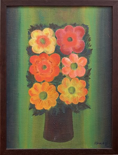 Gerberas on Green Oil Painting by Nikolay Nikov