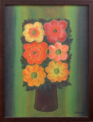 Gerberas on Green Oil Painting by Nikolay Nikov