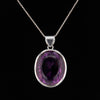 Oval Cut Amethyst Pendant Necklace AAA Large