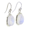Oval Cabochon Moonstone Sterling Silver Earrings