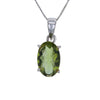 Brilliant Oval Moldavite Pendant Necklace in Sterling Silver