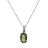 Brilliant Oval Moldavite Pendant Necklace in Sterling Silver