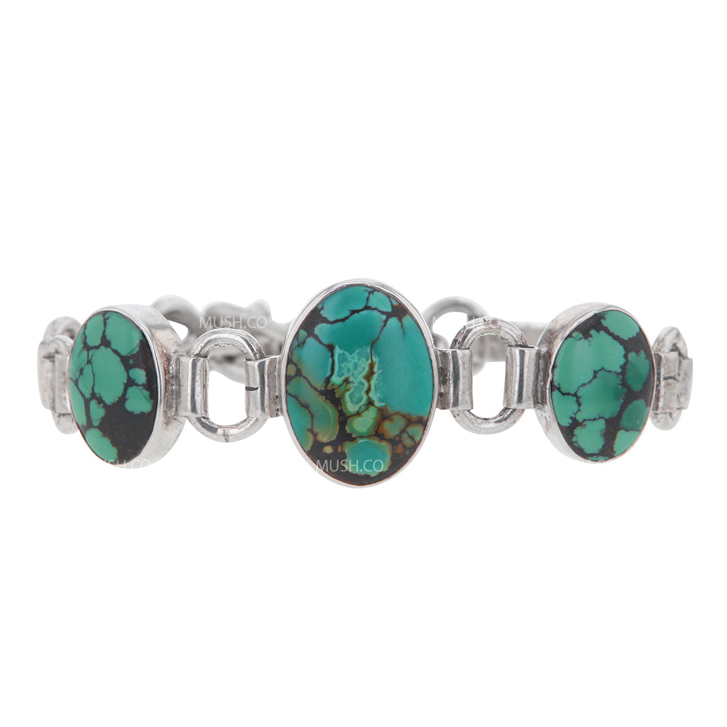 Spider Web Turquoise Link Sterling Link Bracelet