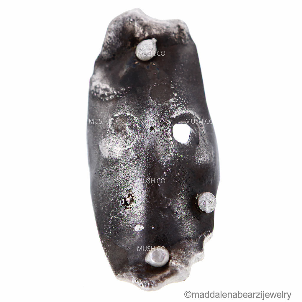 Organic Handmade Italian Designer Ring in Oxidized Sterling Silver Size 7