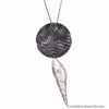 Conchiglia Spirale Italian Designer Necklace in Sterling Silver, Gold & Black Zircone