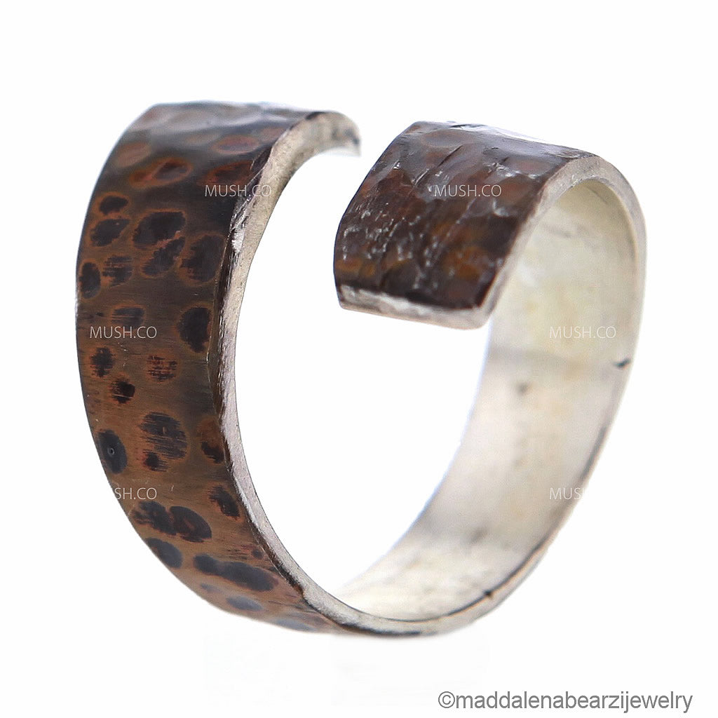 Snakeskin Modern Unisex Spiral Sterling Silver Ring Size 9
