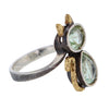 Cat Prasiolite Oxidized Sterling Silver Ring with Bronze Plating by Bora Size 8