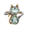 Cat Prasiolite Oxidized Sterling Silver Ring with Bronze Plating by Bora Size 8