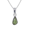 Live Edge Raw Moldavite Pendant Necklace in Sterling Silver v2