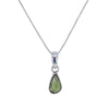 Live Edge Raw Moldavite Pendant Necklace in Sterling Silver v2