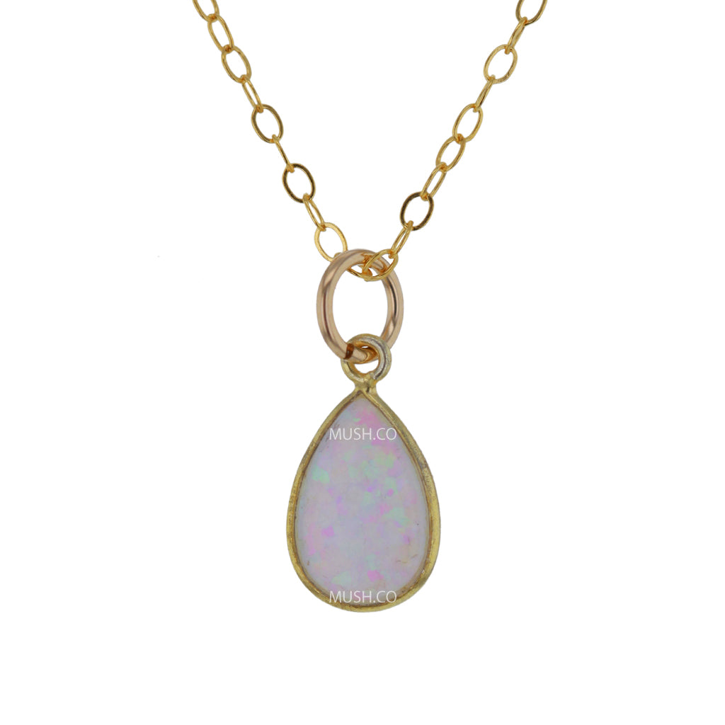 Pear-shaped Opal Pendant in 14K Gold Plated Sterling Silver