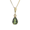 Pearshape Moldavite Pendant Necklace in 14K Gold v2